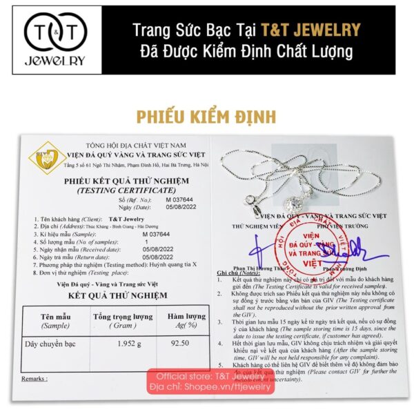Dây chuyền nữ Bạc Ý S925 Bông Hoa Nụ Đá sang trọng T&T Jewelry Bạc Ý cao cấp DC0241 - Ảnh 7