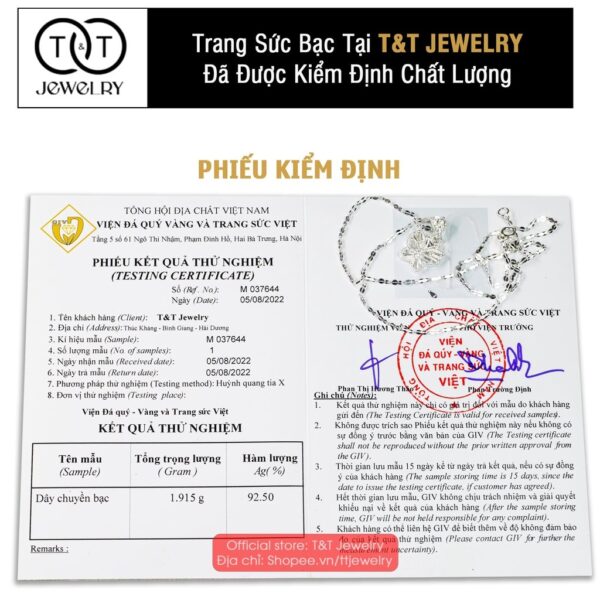 Dây chuyền nữ Bạc Ý S925 Hồ Điệp Cách Điệu Đính Đá CZ T&T Jewelry cao cấp DC0291 - Ảnh 7