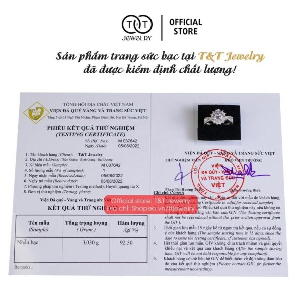 Nhẫn Bạc Nữ Hào Quang Nữ Hoàng Đính Đá CZ Tinh Xảo Quyền Lực T&T Jewelry NT041 - Ảnh 9