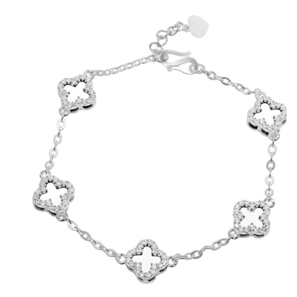 Lắc tay Bạc Nữ S925 Cỏ Bốn Lá May Mắn Viền Đá CZ Lấp Lánh Tinh Xảo từ T&T Jewelry LT542511 - Ảnh 9