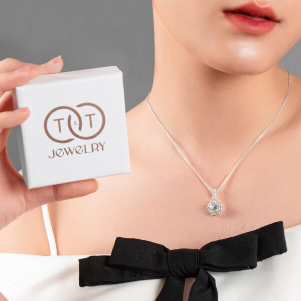 Dây Chuyền Nữ Bạc Ý S925 Họa Tiết Hoa Sen Tinh Xảo Siêu Sáng - Sang Trọng T&T Jewelry DC018 - Ảnh 9