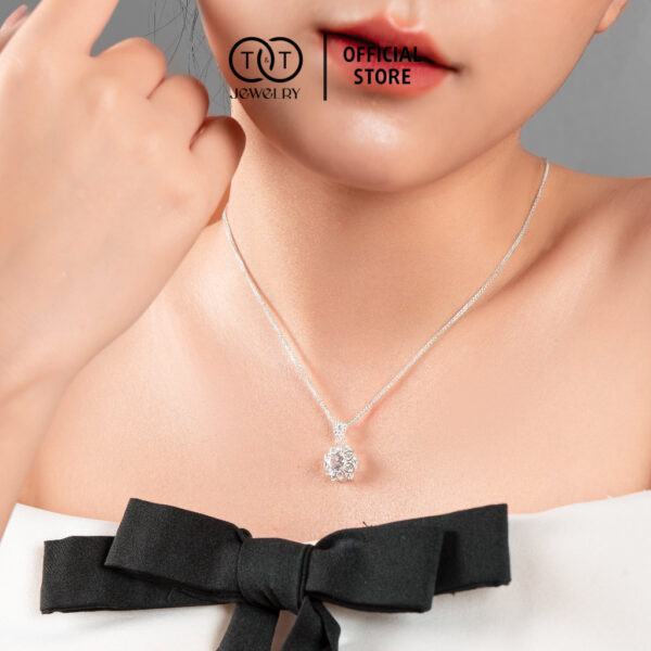 Dây Chuyền Nữ Bạc Ý S925 Họa Tiết Hoa Sen Tinh Xảo Siêu Sáng - Sang Trọng T&T Jewelry DC018 - Ảnh 8