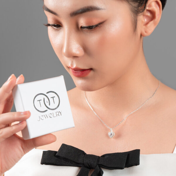 Dây Chuyền Nữ Bạc Ý S925 Đính Đá CZ Trái Tim Cá Tính - T&T Jewelry DC024 - Ảnh 8