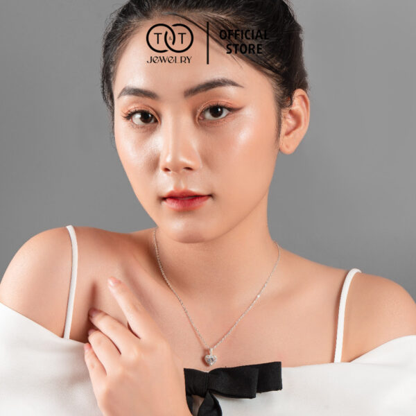 Dây Chuyền Nữ Bạc Ý S925 Đính Đá CZ Trái Tim Cá Tính - T&T Jewelry DC024 - Ảnh 9
