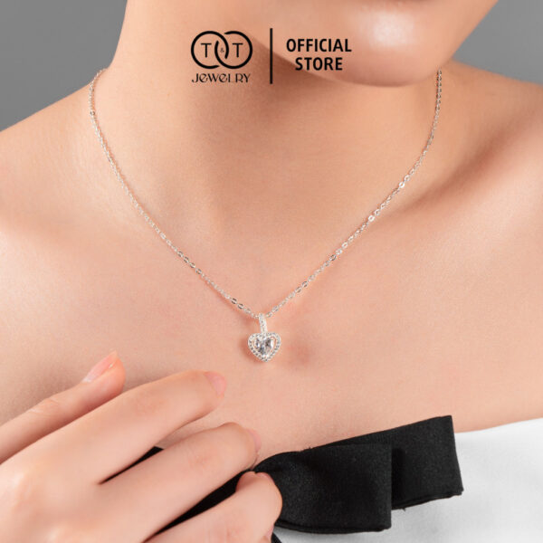 Dây Chuyền Nữ Bạc Ý S925 Đính Đá CZ Trái Tim Cá Tính - T&T Jewelry DC024 - Ảnh 7