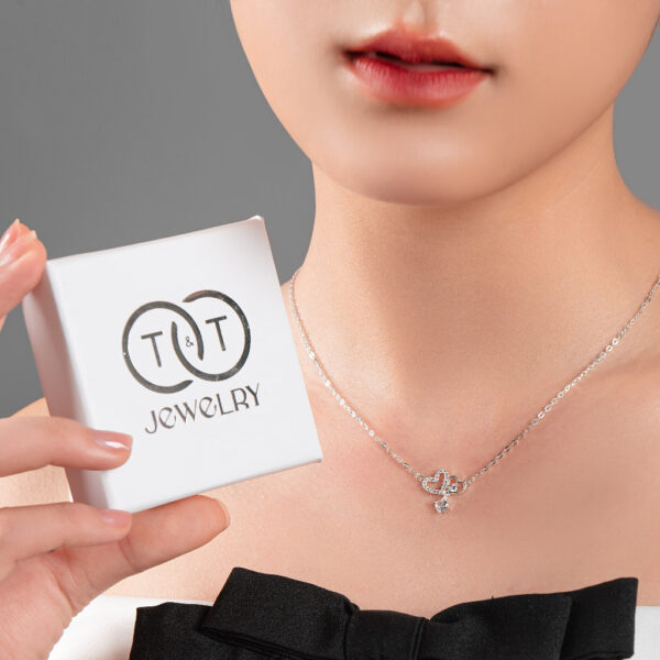 Dây Chuyền Nữ Bạc Ý S925 Tim Đôi Đá Chủ Thanh Lịch - T&T Jewelry DC031 - Ảnh 8
