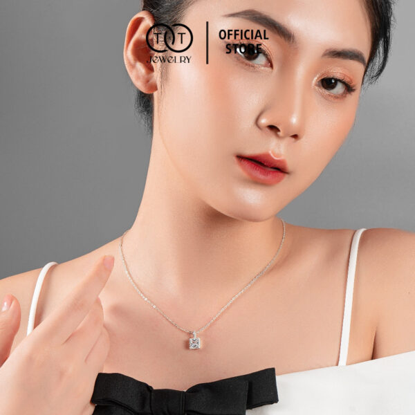 Dây Chuyền Nữ Bạc Ý S925 Mặt Vuông Đính Đá Tinh Tế - T&T Jewelry DC030 - Ảnh 7