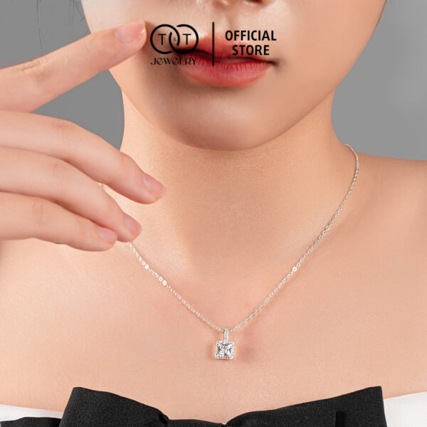 Dây Chuyền Nữ Bạc Ý S925 Mặt Vuông Đính Đá Tinh Tế - T&T Jewelry DC030 - Ảnh 9
