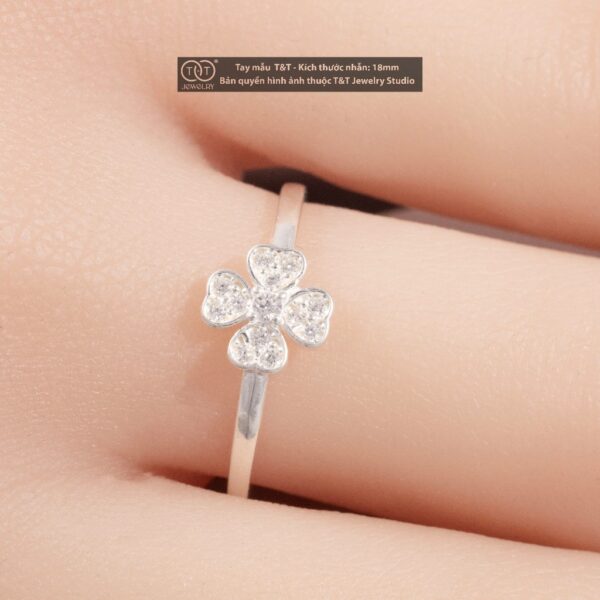 Nhẫn Bạc Nữ Cỏ Bốn Lá May Mắn Tinh Khôi Đính Đá CZ Tinh Tế T&T Jewelry NN065 - Ảnh 9