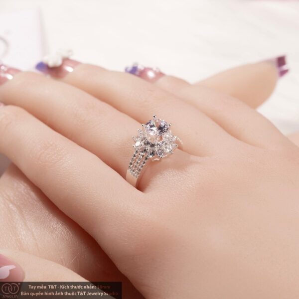 Nhẫn Bạc Nữ Bông Hoa Nữ Hoàng Quyền Quý Đính Đá CZ Siêu Sáng Sang Trọng T&T Jewelry NN019 - Ảnh 7