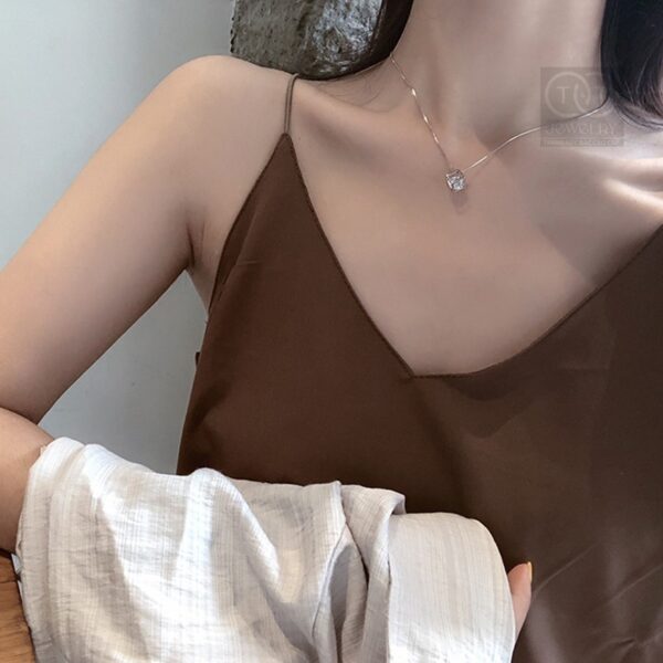 Dây chuyền Bạc nữ Rubik Tinh Xảo s925 Mặt Đá Tròn T&T Jewelry cao cấp DC03 - Ảnh 9