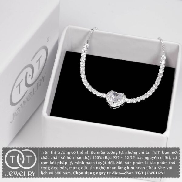 Lắc tay Bạc Nữ S925 Trái Tim Lấp Lánh Tinh Xảo Có Thể Điều Chỉnh Cỡ Tay từ T&T Jewelry LT54257 - Ảnh 9