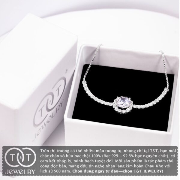 Lắc Tay Bạc Nữ S925 Đá CZ Tròn Nổi Bật Tinh Xảo, Khóa Rút Tiện Lợi từ T&T Jewelry LT54251 - Ảnh 8