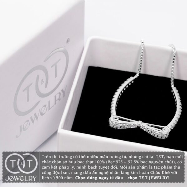 Lắc tay Bạc Nữ S925 Nơ Xinh Lấp Lánh Tinh Xảo Thu Hút Mọi Ánh Nhìn từ T&T Jewelry LT54256 - Ảnh 9