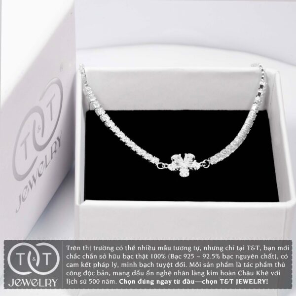 Lắc tay Bạc Nữ S925 Bông Hoa CZ Lấp Lánh Dây Rút Tinh Xảo từ T&T Jewelry LT54252 - Ảnh 8