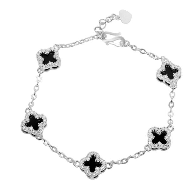 Lắc tay Bạc Nữ S925 Cỏ Bốn Lá May Mắn Viền Đá CZ Lấp Lánh Tinh Xảo từ T&T Jewelry LT542511 - Ảnh 10