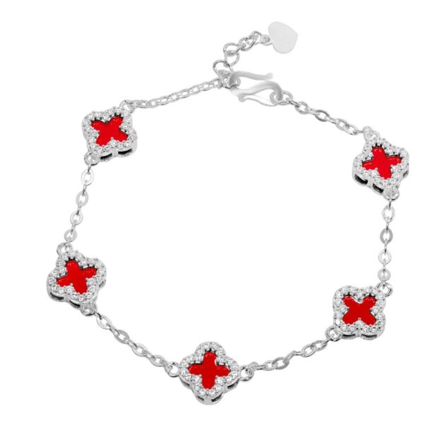 Lắc tay Bạc Nữ S925 Cỏ Bốn Lá May Mắn Viền Đá CZ Lấp Lánh Tinh Xảo từ T&T Jewelry LT542511 - Ảnh 12