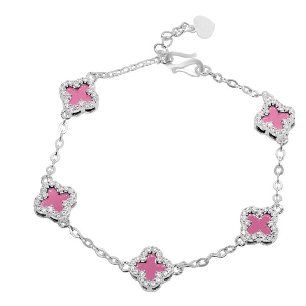 Lắc tay Bạc Nữ S925 Cỏ Bốn Lá May Mắn Viền Đá CZ Lấp Lánh Tinh Xảo từ T&T Jewelry LT542511 - Ảnh 11