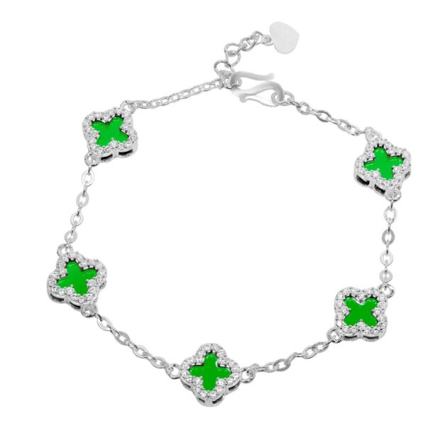 Lắc tay Bạc Nữ S925 Cỏ Bốn Lá May Mắn Viền Đá CZ Lấp Lánh Tinh Xảo từ T&T Jewelry LT542511 - Ảnh 13