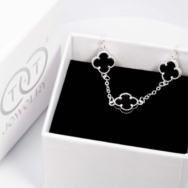 Lắc Tay Bạc Nữ S925 Charm Cỏ 4 Lá May Mắn Đa Sắc Tinh Tế từ T&T Jewelry LT542516 - Ảnh 9