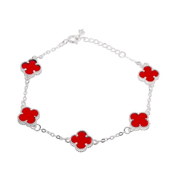 Lắc Tay Bạc Nữ S925 Charm Cỏ 4 Lá May Mắn Đa Sắc Tinh Tế từ T&T Jewelry LT542516 - Ảnh 10