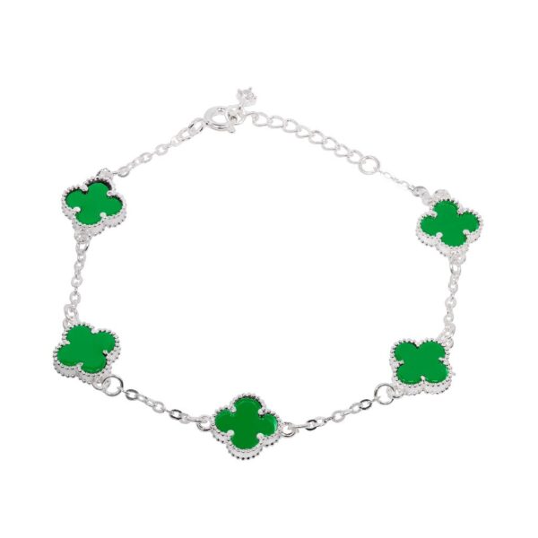 Lắc Tay Bạc Nữ S925 Charm Cỏ 4 Lá May Mắn Đa Sắc Tinh Tế từ T&T Jewelry LT542516 - Ảnh 11