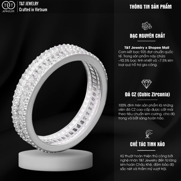 Nhẫn Bạc Nữ Vành Đai Tinh Tú Kiêu Hãnh Đính Đá CZ Sang Trọng T&T Jewelry NN021 - Ảnh 4