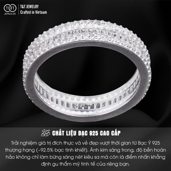 Nhẫn Bạc Nữ Vành Đai Tinh Tú Kiêu Hãnh Đính Đá CZ Sang Trọng T&T Jewelry NN021 - Ảnh 3