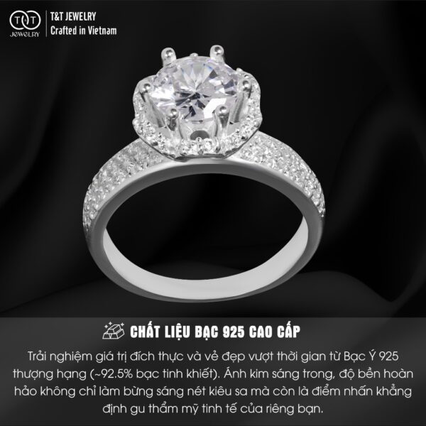 Nhẫn Bạc Nữ Vương Miện Hoàng Gia Quý Phái,Sang Trọng T&T Jewelry NN066 - Ảnh 4