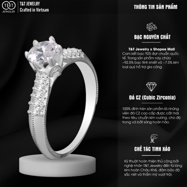 Nhẫn Bạc Nữ Thiết Kế Họa Tiết Cổ Điển T&T Jewelry cao cấp NN043 - Ảnh 3