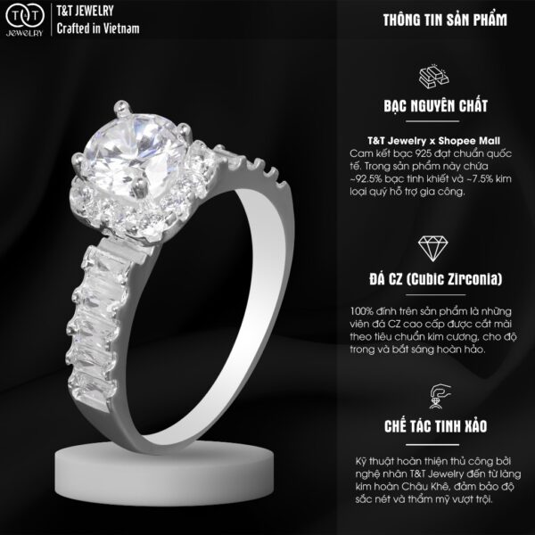 Nhẫn Bạc Nữ Dải Sao Băng Hội Tụ Quyền Lực - Sang Trọng T&T Jewelry NN020 - Ảnh 3