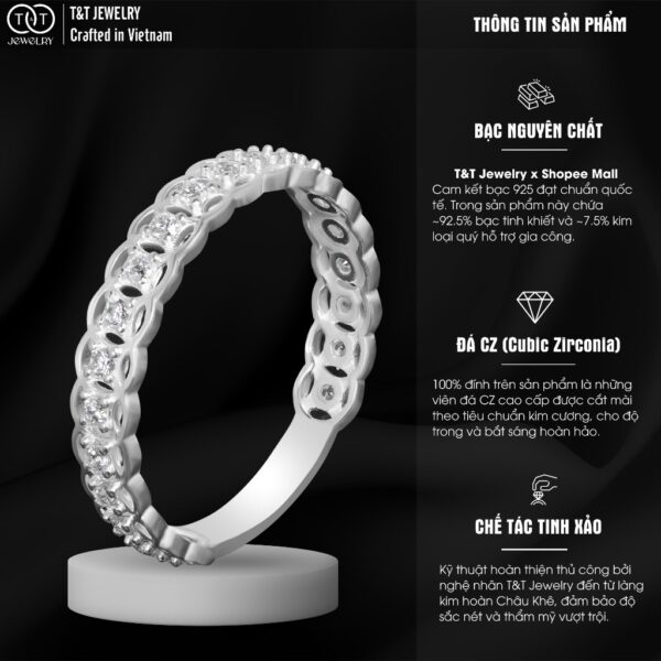 Nhẫn Bạc Nữ T&T Jewelry viền họa tiết Kim Tiền Tài Lộc May Mắn NN02 - Ảnh 4