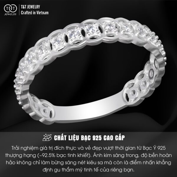 Nhẫn Bạc Nữ T&T Jewelry viền họa tiết Kim Tiền Tài Lộc May Mắn NN02 - Ảnh 3