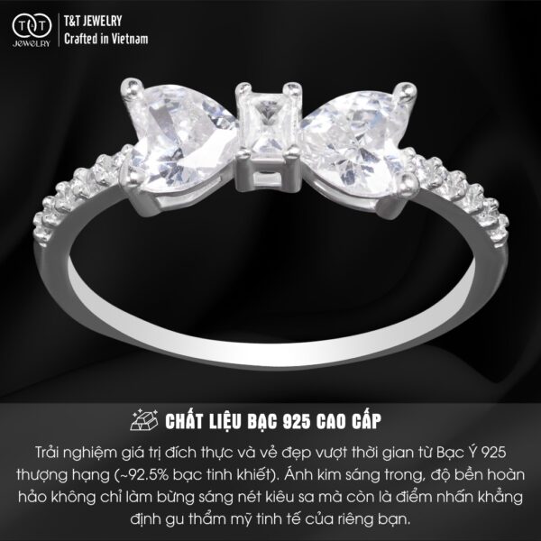 Nhẫn Bạc Nữ Thiết Kế Nơ Xinh Đính Đá Cao Cấp T&T Jewelry NN093 - Ảnh 4