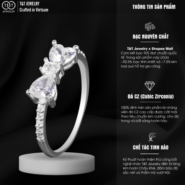 Nhẫn Bạc Nữ Thiết Kế Nơ Xinh Đính Đá Cao Cấp T&T Jewelry NN093 - Ảnh 3