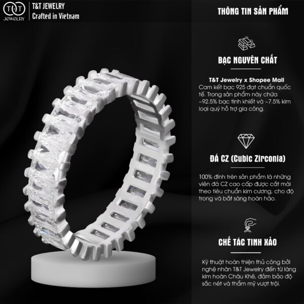 Nhẫn Bạc Nữ Dàn Giao Hưởng Pha Lê Quyến Rũ Đính Đá CZ Sang Trọng T&T Jewelry NT070 - Ảnh 3