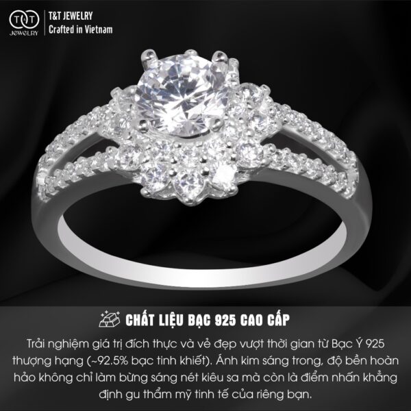 Nhẫn Bạc Nữ Bông Sen Nở Rộ, Thiết Kế Tinh Xảo, Đá CZ Tỏa Sáng Như Ánh Trăng Rằm T&T Jewelry NT2365 - Ảnh 3