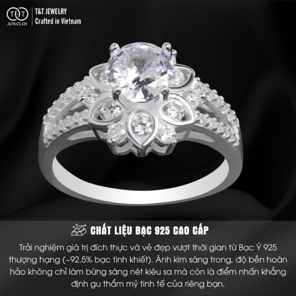 Nhẫn Bạc Nữ Họa Tiết Hoa Sen Tinh Xảo, Cao Cấp T&T Jewelry NN067 - Ảnh 3