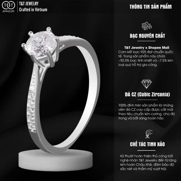 Nhẫn Bạc Nữ Vương Miện Tinh Tú Đính Đá CZ Siêu Sáng Lấp Lánh Tinh Xảo T&T Jewelry NN024 - Ảnh 4