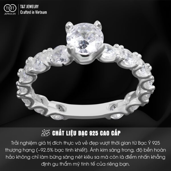 Nhẫn Bạc Nữ Dòng Sông Tinh Tú Lộng Lẫy Đính Full Đá CZ Sang Trọng T&T Jewelry NN068 - Ảnh 4