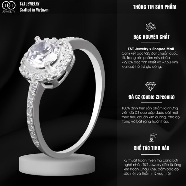 Nhẫn Bạc Nữ Tình Ca Hẹn Ước Nơi Ánh Sáng Đính Đá CZ Lộng Lẫy T&T Jewelry NN0100 - Ảnh 4