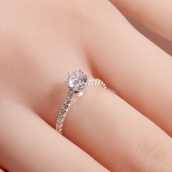 Nhẫn Bạc Nữ 6 Chấu Nạm Đá Thân Nhẫn Lấp Lánh Cao Cấp T&T Jewelry NN0561 - Ảnh 8