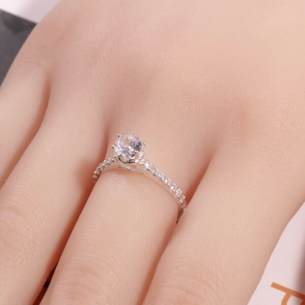Nhẫn Bạc Nữ 6 Chấu Nạm Đá Thân Nhẫn Lấp Lánh Cao Cấp T&T Jewelry NN0561 - Ảnh 9
