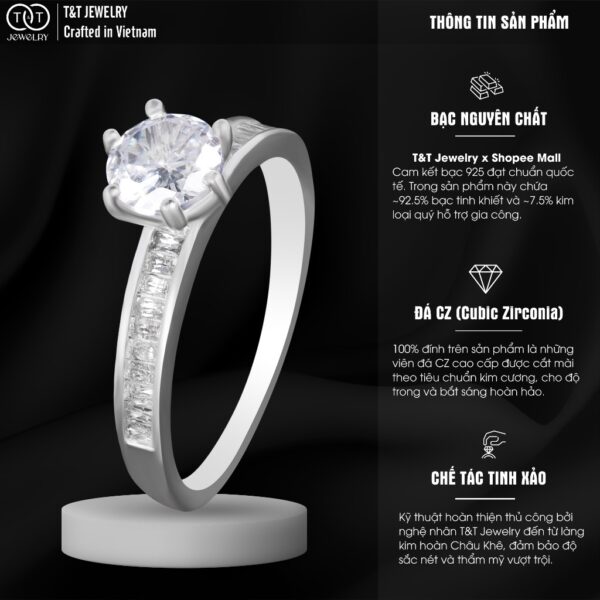 Nhẫn Bạc Nữ Bản Tình Ca Ngân Hà Đính Đá CZ Lấp Lánh T&T Jewelry NN044 - Ảnh 4