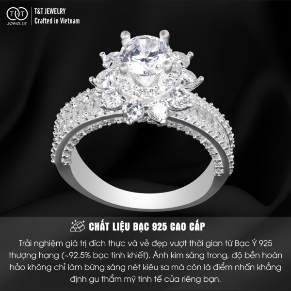 Nhẫn Bạc Nữ Đỉnh Cao Sang Trọng Với Điểm Nhấn Hoa Sen Lộng Lẫy T&T Jewelry NT2251 - Ảnh 4