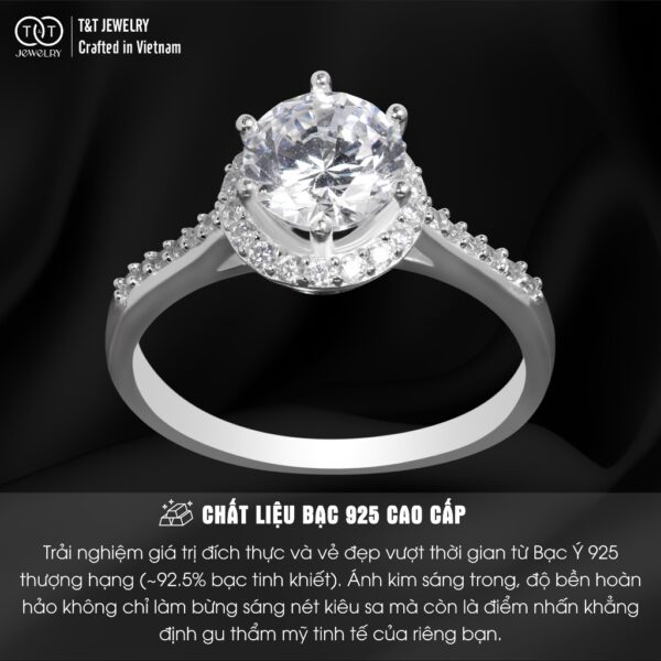 Nhẫn Bạc Nữ Vương Miện Lấp Lánh, Đính Đá CZ Sang Trọng T&T Jewelry N2367 - Ảnh 3