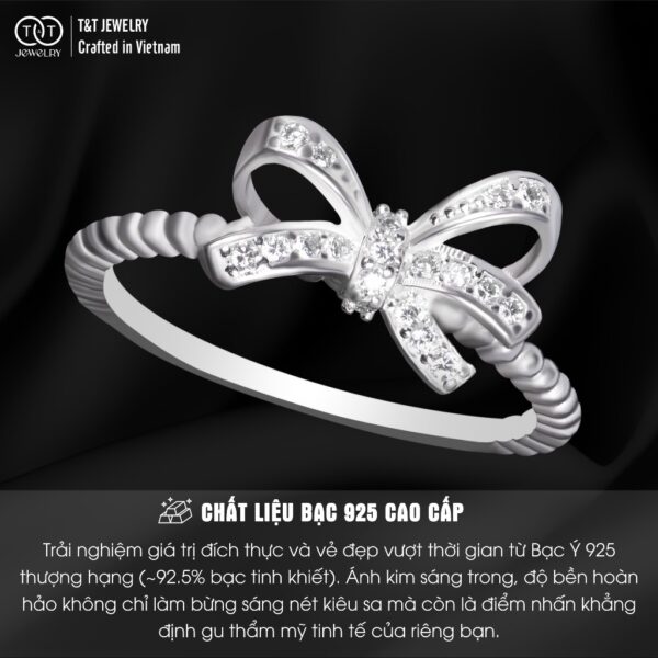 Nhẫn Bạc Nữ Xinh Xắn Hình Nơ Đính Đá CZ Lấp Lánh T&T Jewelry NT2256 - Ảnh 4