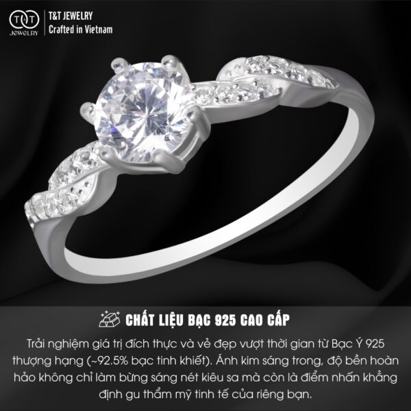 Nhẫn Bạc Nữ Dáng Xoắn Thanh Lịch, Đính Đá CZ Rực Rỡ T&T Jewelry N2254 - Ảnh 4