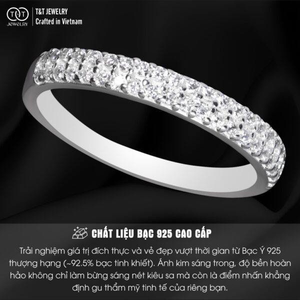 Nhẫn Bạc Nữ Xếp Đôi Tinh Xảo, Lấp Lánh Đá CZ T&T Jewelry N2366 - Ảnh 4