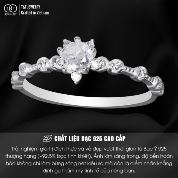 Nhẫn Bạc Nữ Dáng Cành Hoa Tinh Xảo Đính Đá CZ Lấp Lánh T&T Jewelry N2361 - Ảnh 4